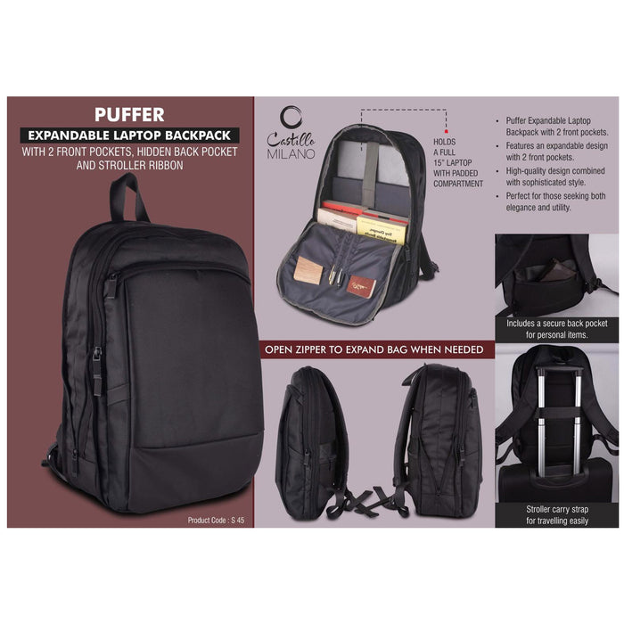 Power Plus - Puffer Expandable Laptop Backpack S 45