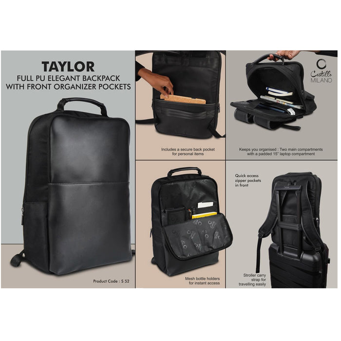 Power Plus - Taylor Full PU Elegant Backpack With Front Organizers Pockets S 52