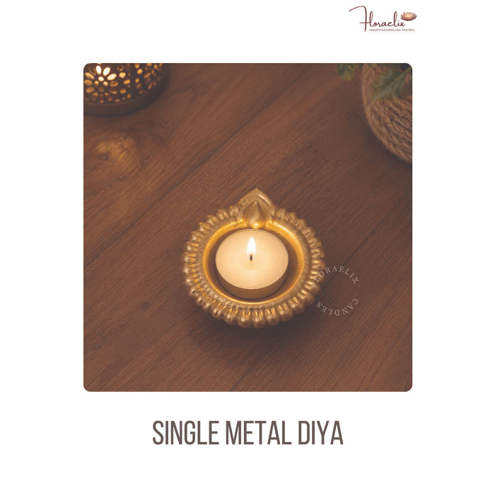 Floraelix -  Single Metal Diya  JSFC054