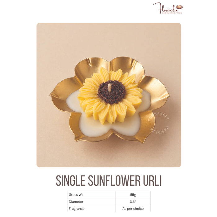 Floraelix - Single Sunflower Urli Candle   JSFC076