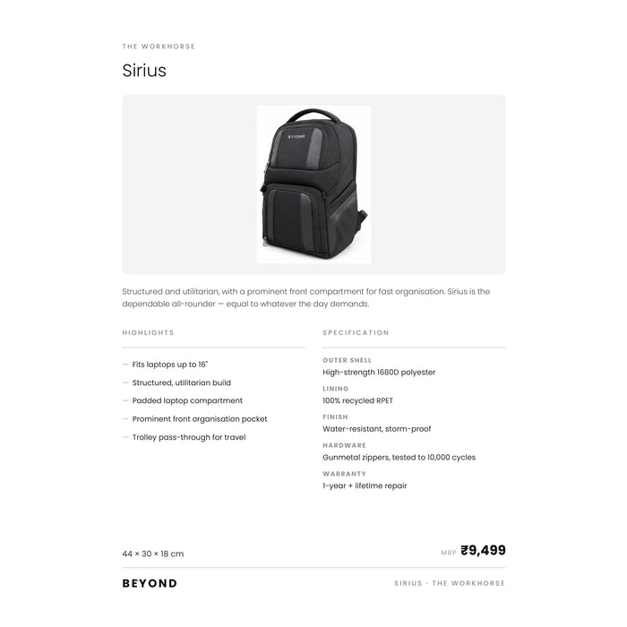 Beyond - Sirius   Backpack