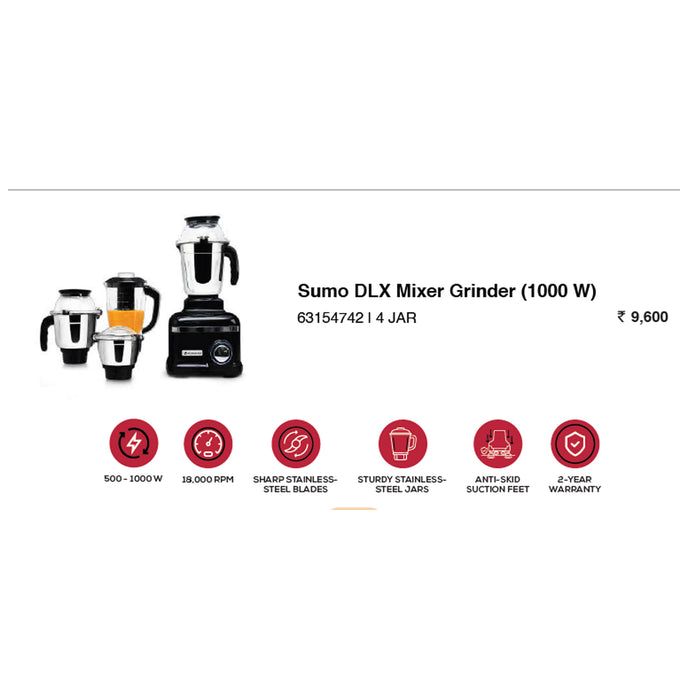 Wonder Chef - Sumo DLX Mixer Grinder (1000 W)