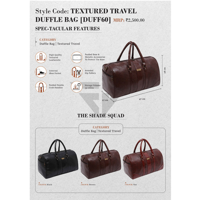 TEXTURED TRAVEL DUFFLE BAG (DUFF60)