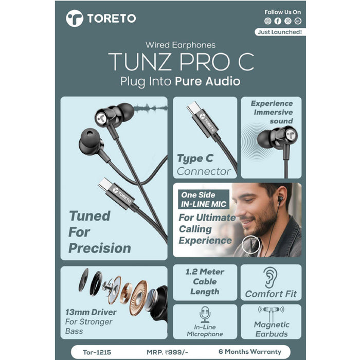 Toreto Tunz Pro C Ear Buds
