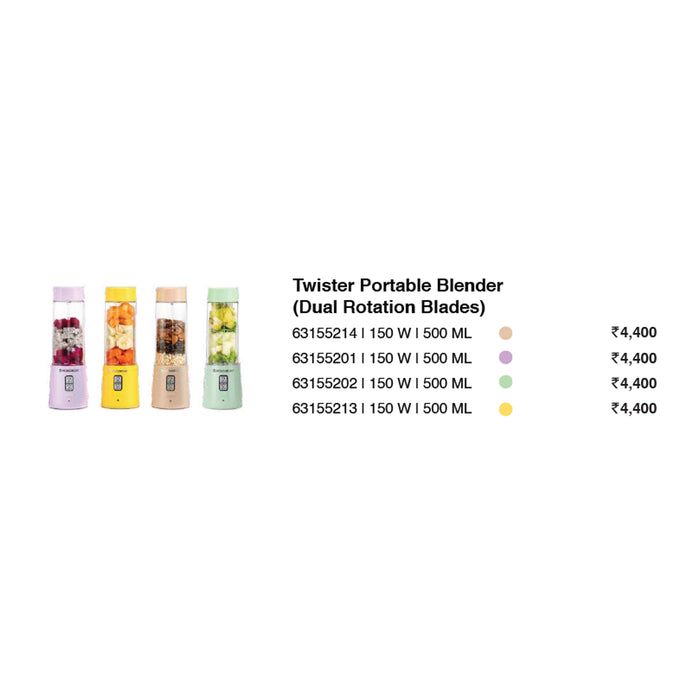 Wonder Chef - Twister Portable Blender (Dual Rotation Blades)