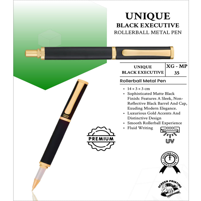 Unique Black  Executive RollerBall Metal Pen XG -MP35