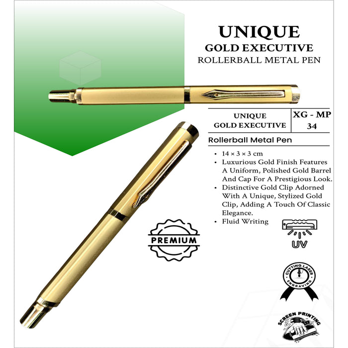 Unique Gold Executive RollerBall Metal Pen XG -MP34