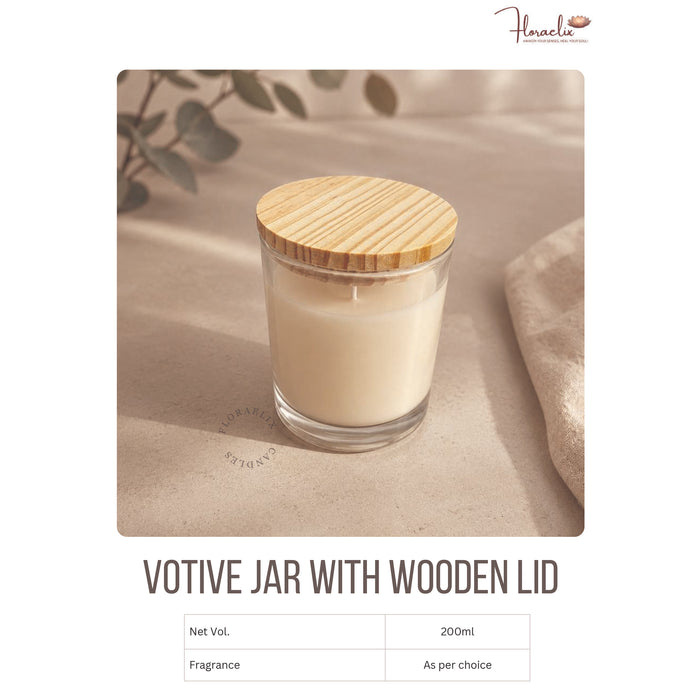 Floraelix - Votive Jar With Wooden Lid   JSFC098