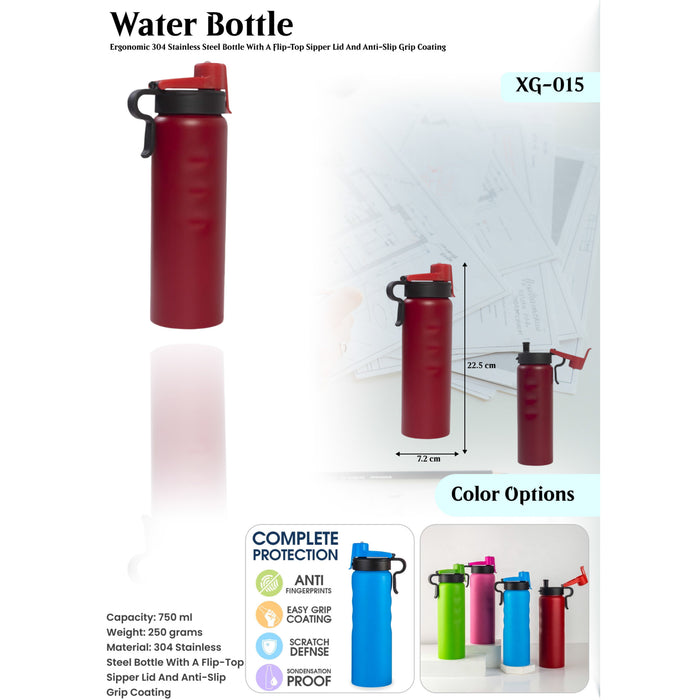 Ergonomic Stainless Steel Bottle With Anti-Slip Grip Coating XG-015