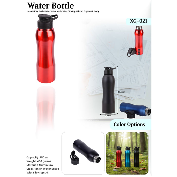 Aluminium Sleek - Finish With Flip- Top Lid And Ergonomic Body Water Bottle XG-021