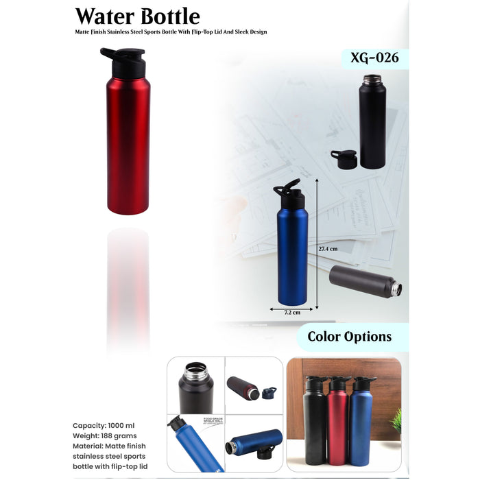 Matte Finish Stainless Steel Sports Bottle With Sleek Design XG-026
