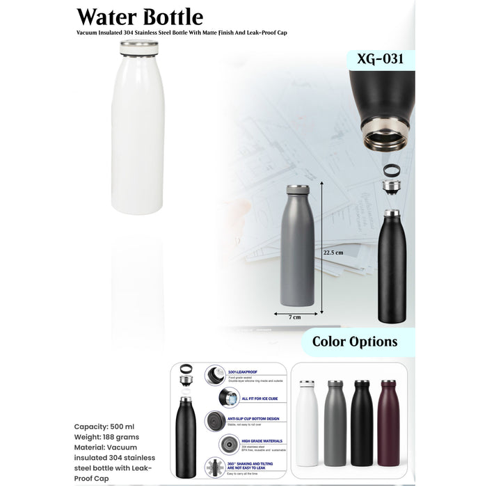 Vaccum Insulated Stainless Steel Bottle With Matte Finish And Leak- Proof Cap XG-031