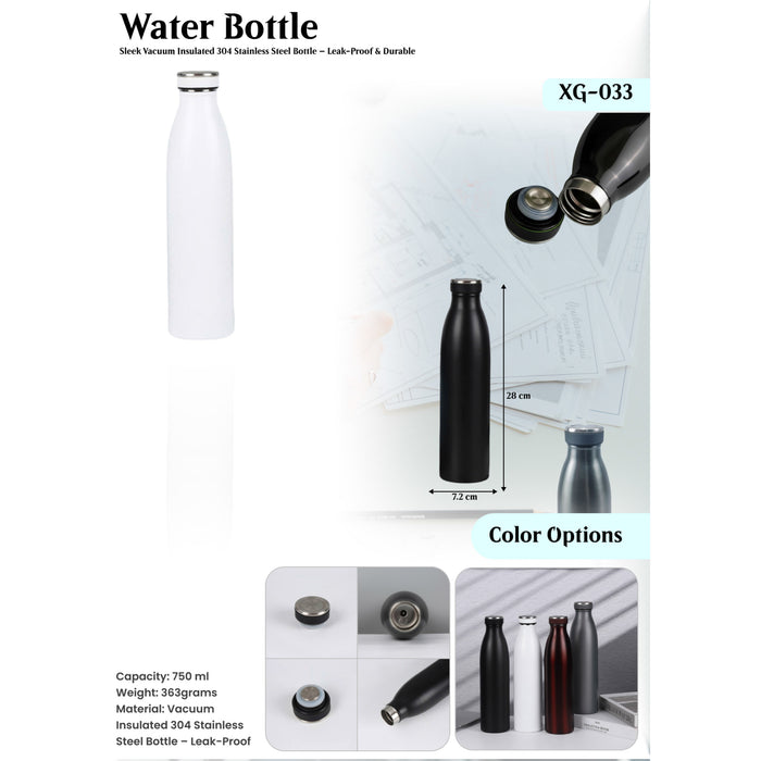 Sleek Vacuum Insulated Stainless Steel Bottle- leak- Proof & Durable XG-033