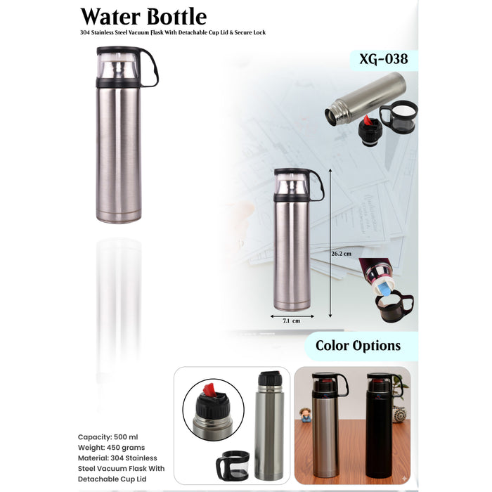 Stainless  Steel Vacuum Flask With Detachable Cup Lid & Secure Lock XG-038