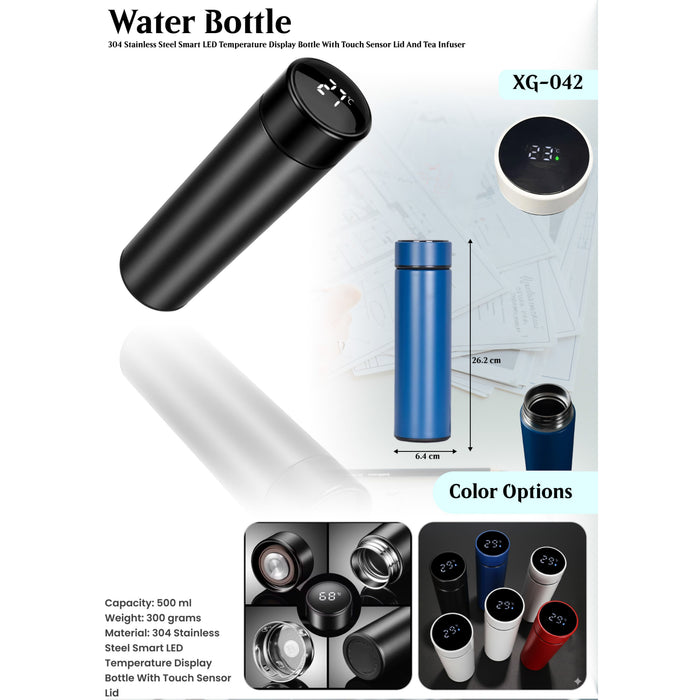 Stainless Steel Smart LED Temperature Display Bottle With Touch Sensor Lid And Tea Infuser XG-042