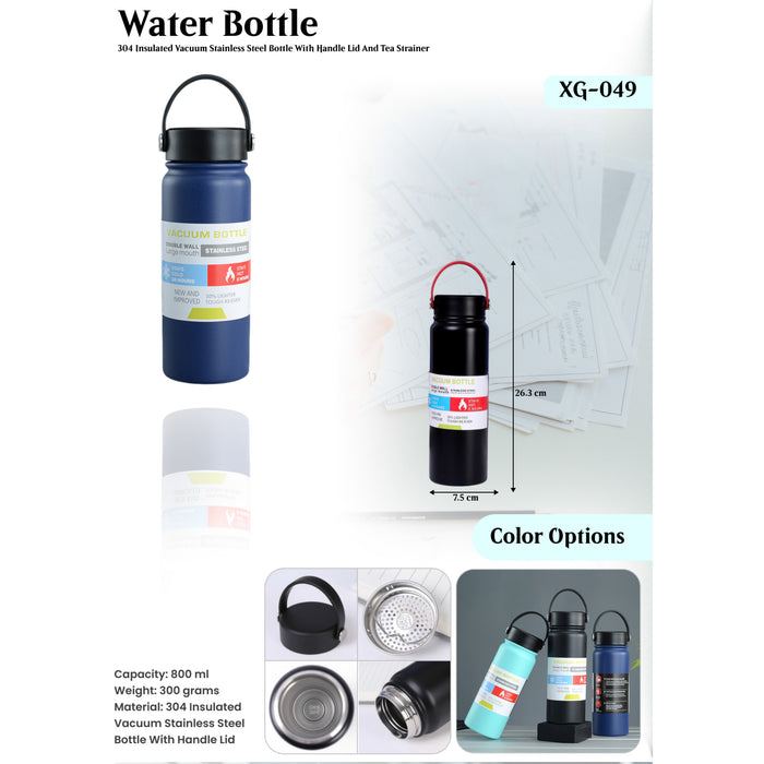 Insulated Vacuum Stainless Steel Bottle With Handle Lid And Tea Strainer XG-049