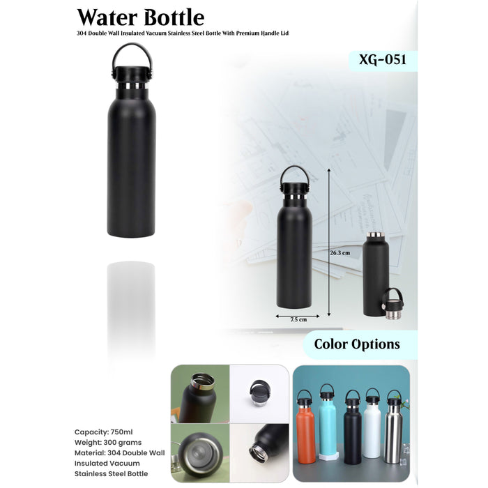 304 Double Wall Insulated Vacuum Stainless Steel Bottle With Premium Handle Lid XG-051