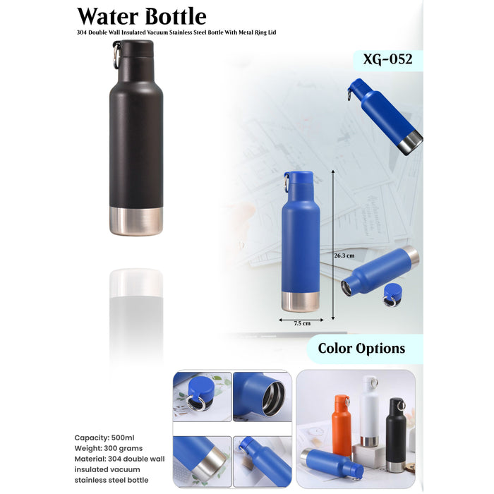 304 Double Wall Insulated Vacuum Stainless Steel Bottle With Metal Ring Lid XG-052
