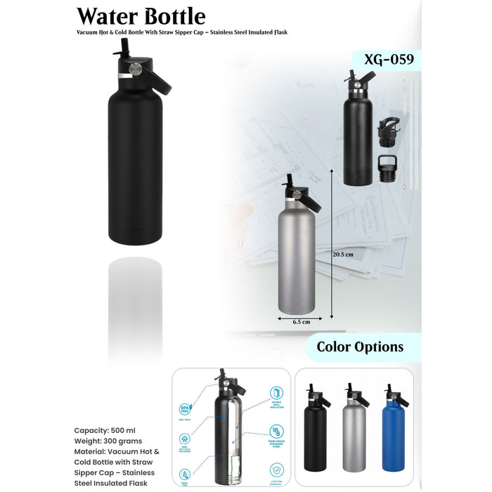 Vacuum hot & Cold Bottle With straw Sipper Cap - Stainless Steel Insulated Flask XG-059