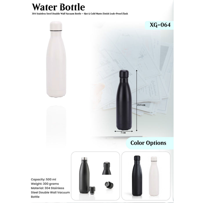304 Stainless Steel Double Wall Vacuum Bottle- Hot & Cold Matte Finish Leak- Proof Flask XG-064
