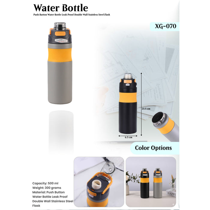 Push Button Water Bottle Leak Proof Double Wall Stainless Steel Flask XG-070