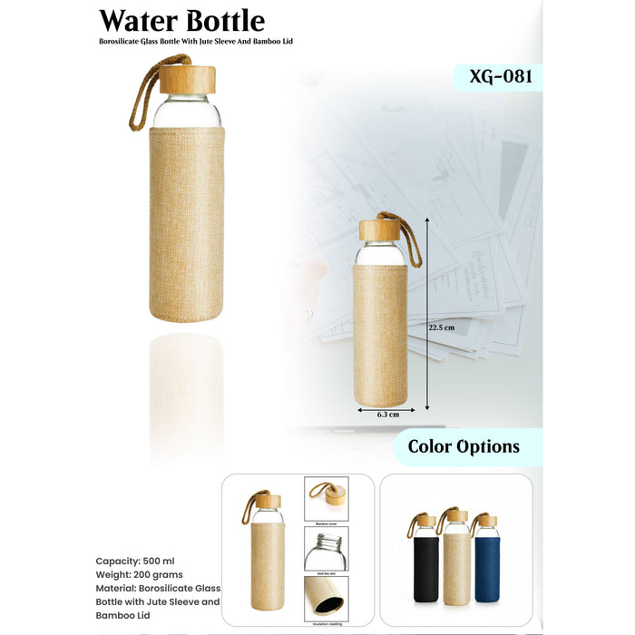 Borosilicate glass Bottle With Jute Sleeve And Bamboo Lid XG-081