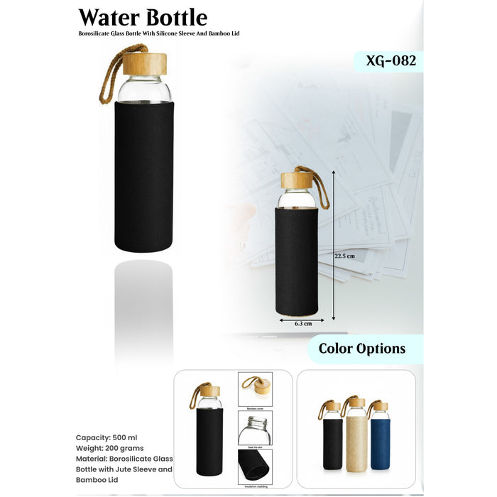Borosilicate Glass Bottle With Silicone Sleeve And Bamboo Lid XG -082