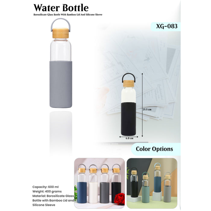 Borosilicate Glass Bottle With Bamboo Lid And Silicone Sleeve XG-083
