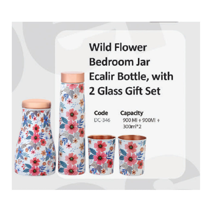 Wild  Flower Bedroom Jar Eclair Bottle With 2 Glass Gift Set  DC-346