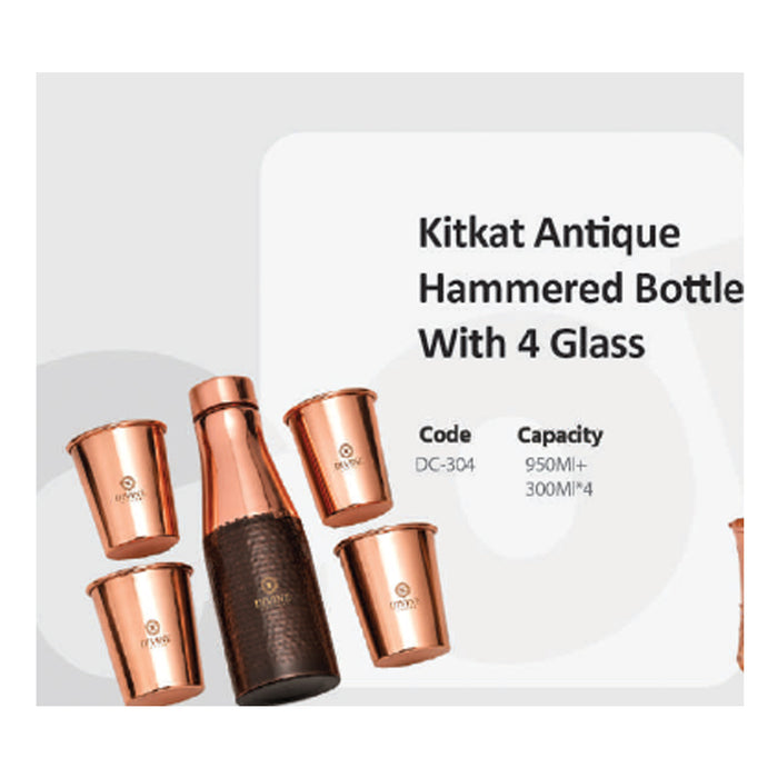 Kitkat Antique Hammered  Bottle With 4 Glass   DC-304