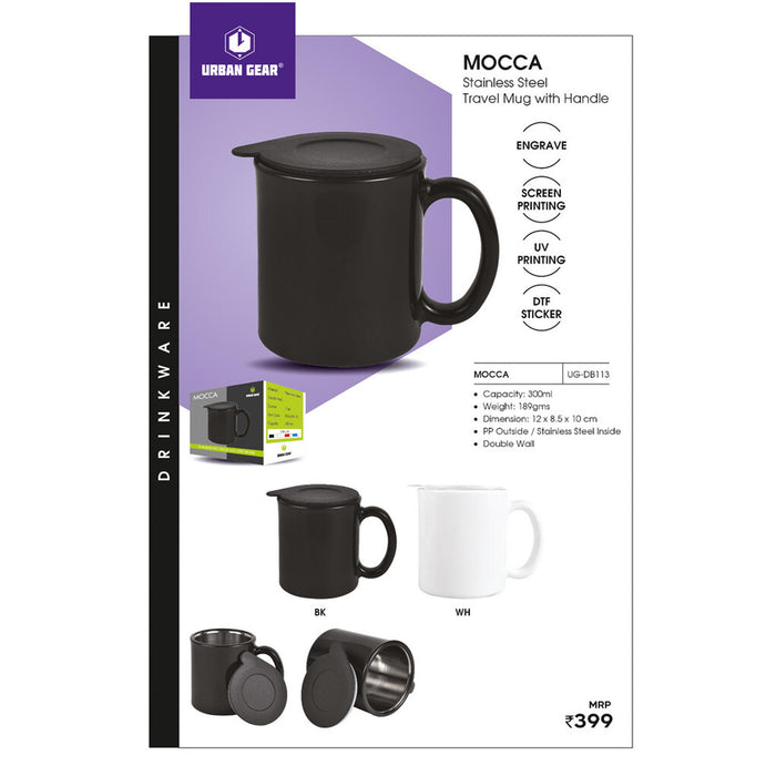 URBAN GEAR - Mocca - Stainless Steel Mug with Handle (300ml) - UG-DB113