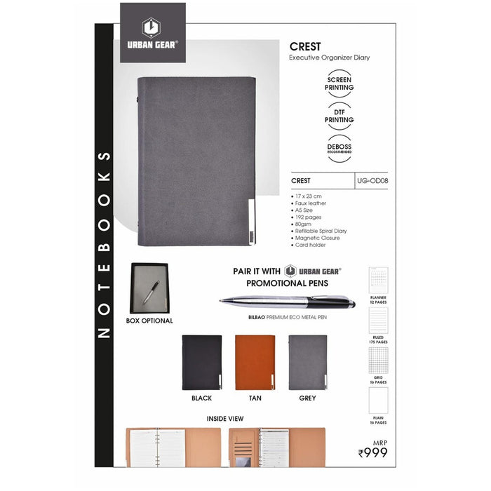 URBAN GEAR - Crest - Executive Organizer Diary -  UG-OD08