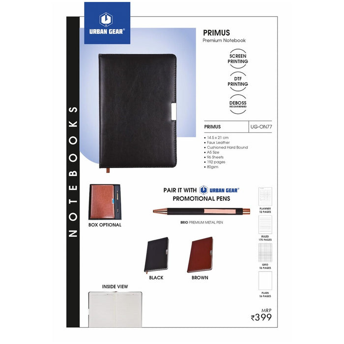 URBAN GEAR -Primus - Note Books (Cushioned Hard Bound) - UG-ON77