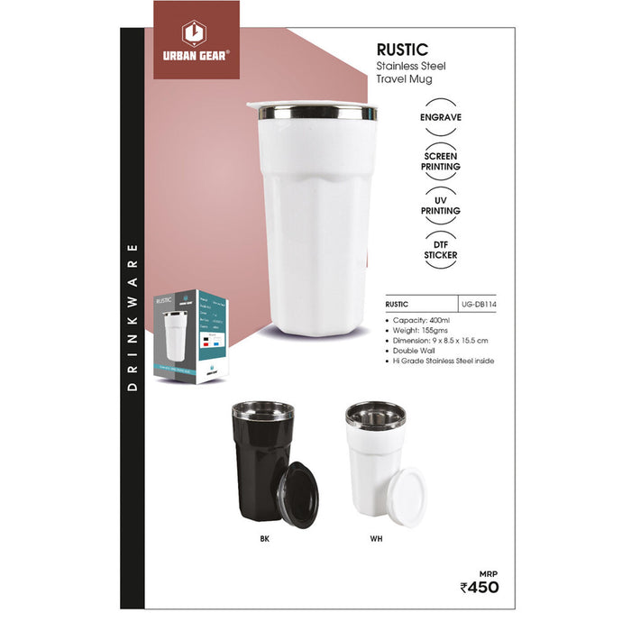 URBAN GEAR - Rustic - Stainless Steel Mug (400ml) - UG-DB112