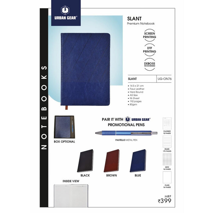 URBAN GEAR -Slant - Note Books (Hard Bound) - UG-ON76