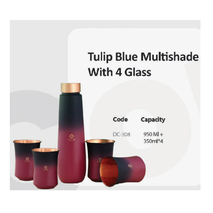Tulip Blue  Multishade Bottle With 4 Glass   DC-308