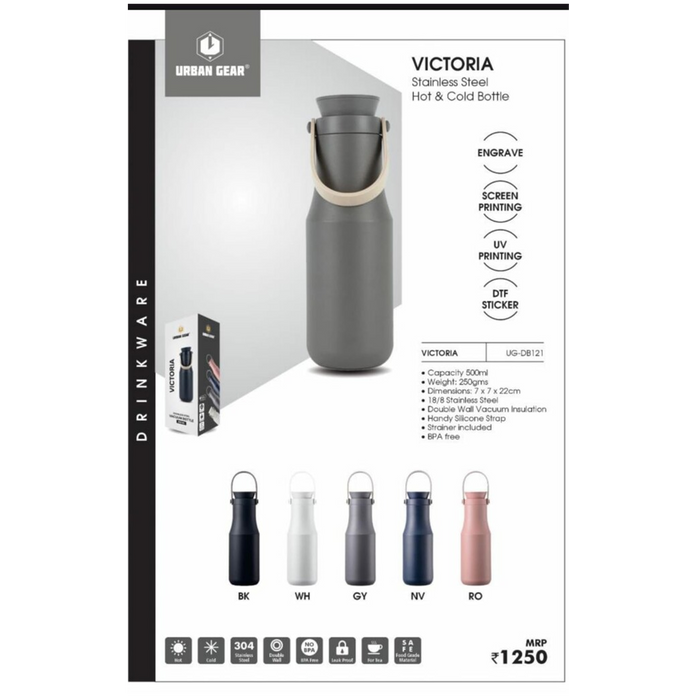 URBAN GEAR - Victoria - Stainless Steel Hot n Cold Bottle (500ml)  - UG-DB121