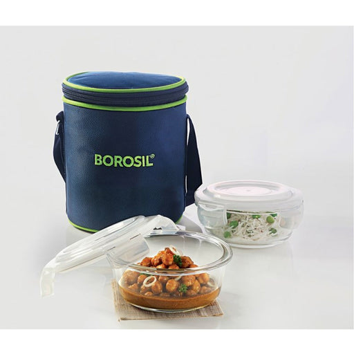 2 Round Microwavable Glass Lunch Box (Classic) - ICYTRD2400V - Mudramart Corporate Giftings