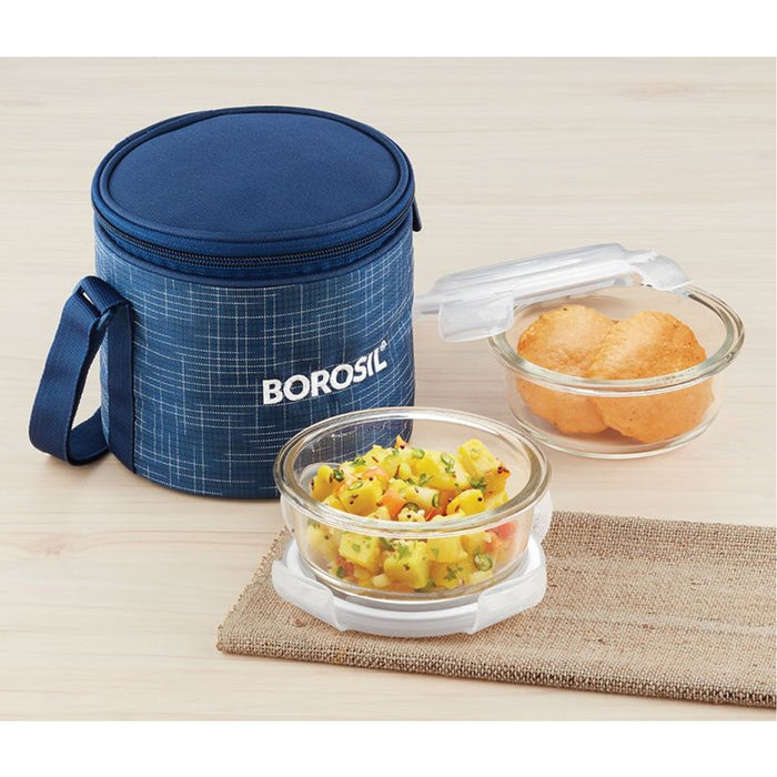 2 Round Microwavable Glass Lunch Box (D'sign) - ICYS2IND400V - Mudramart Corporate Giftings