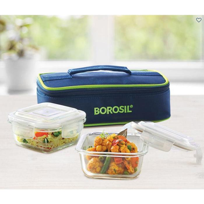 2 Square Microwavable Glass Lunch Box (Classic Flat) - ICYTSQ2320HEC - Mudramart Corporate Giftings