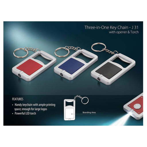 3 In 1 Key Chain With Opener And Torch - J31 - Mudramart Corporate Giftings