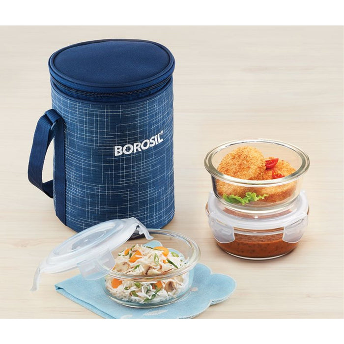 3 Round Microwavable Glass Lunch Box (D'sign) - ICYS3IND400 - Mudramart Corporate Giftings