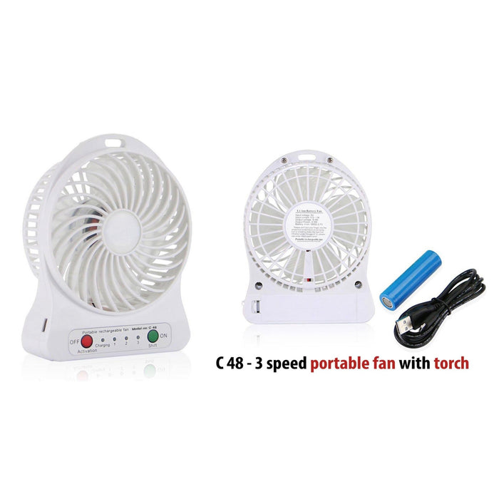 3 Speed Portable Fan With Torch - C 48 - Mudramart Corporate Giftings