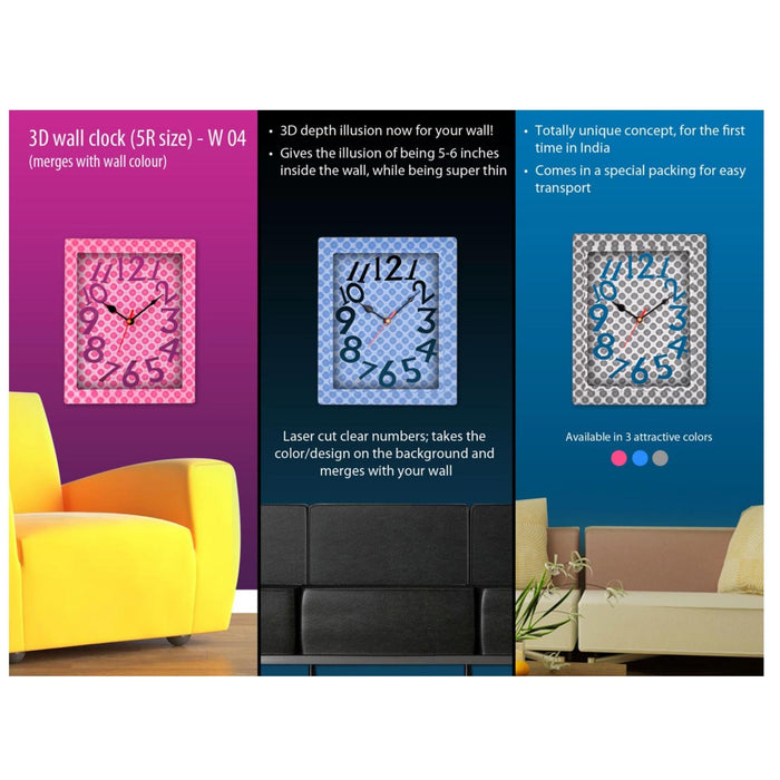 3D Wall clock(5R size) - W 04 (merges with wall color) - Mudramart Corporate Giftings