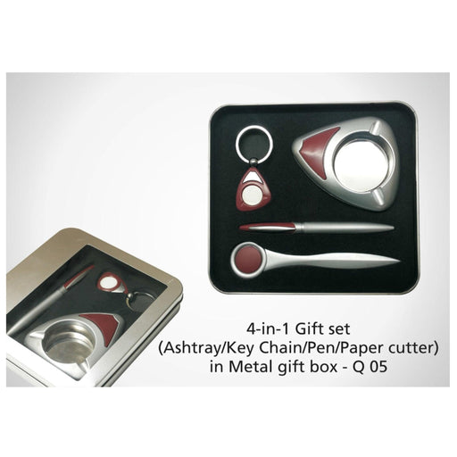 4 In 1 Gift Set (Key Chain/Paper Cutter/Pen/Ashtray) - Q05 - Mudramart Corporate Giftings