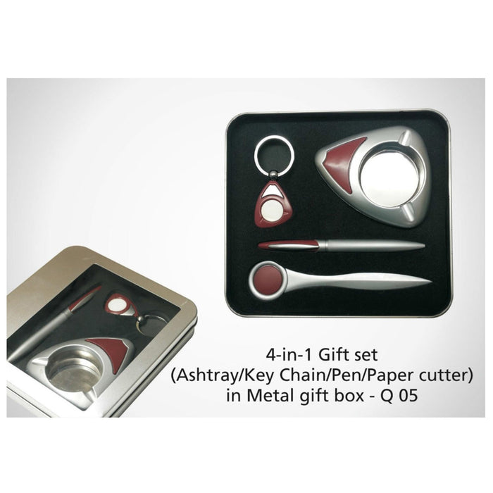 4 In 1 Gift Set (Key Chain/Paper Cutter/Pen/Ashtray) - Q05 - Mudramart Corporate Giftings