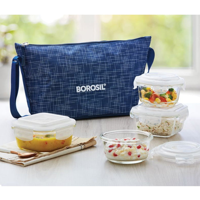 4 Microwavable Glass Lunch Box (D'Sign Purse Bag) - ICYS4INDSRDD - Mudramart Corporate Giftings