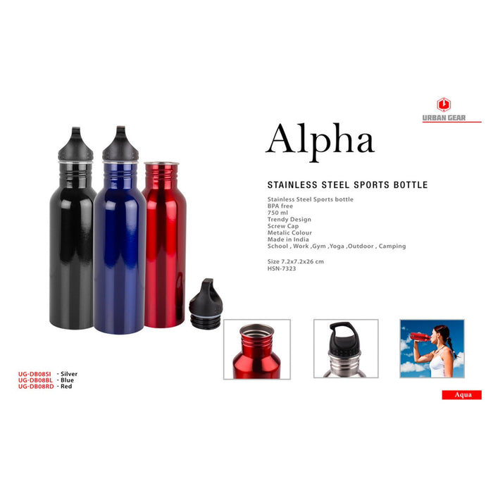 Alpha Stainless Steel Sports Bottle - 750ml - Mudramart Corporate Giftings