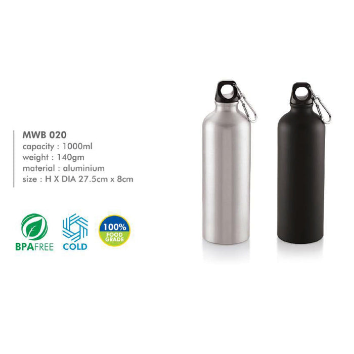Aluminium Water Bottle - MWB 020 - 1000ml - Mudramart Corporate Giftings