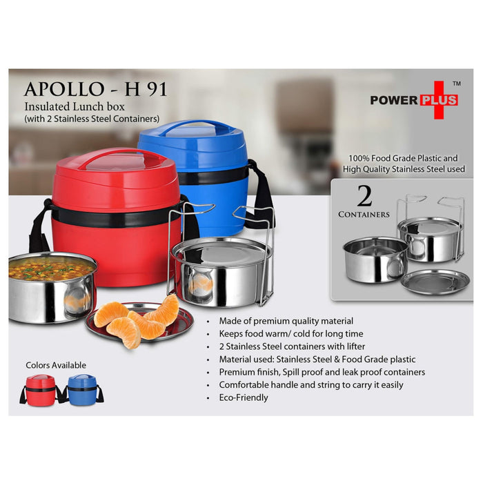 ‘Apollo’ Insulated Lunch Box 2 Steel Containers - H91 - Mudramart Corporate Giftings